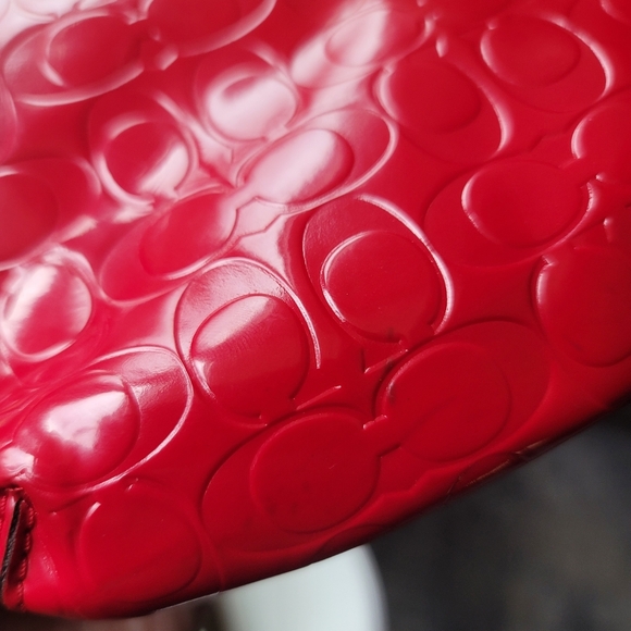 Coach Red Patent Leather Heart Charm Wristlet - Picture 10 of 14